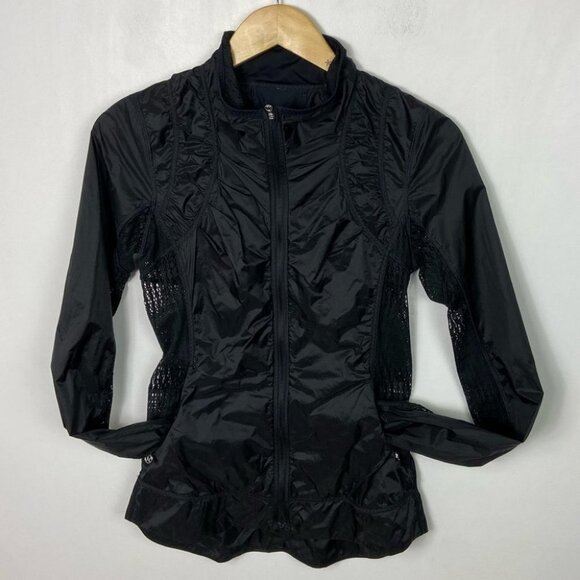 Lululemon Black Mesh Running Jacket Coat Size 4 Lightweight Nothin Hide Travel - Picture 16 of 16